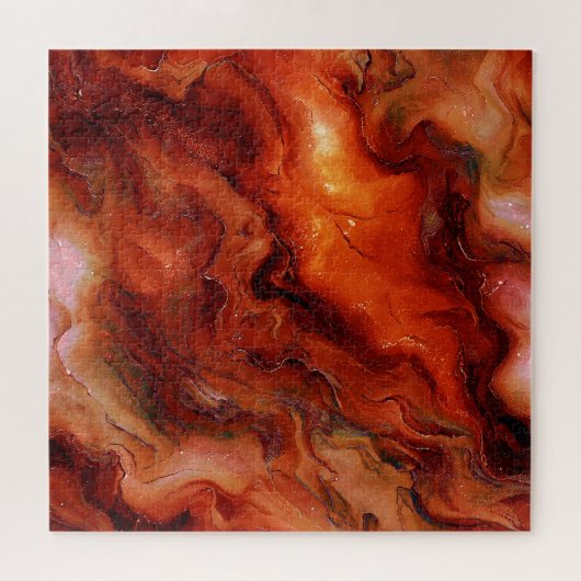 Dynamic Fluid Marble Pattern in Red and Orange ジグソーパズル (横)