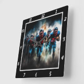 Dynamic Football Action  スクエア壁時計 (傾斜)