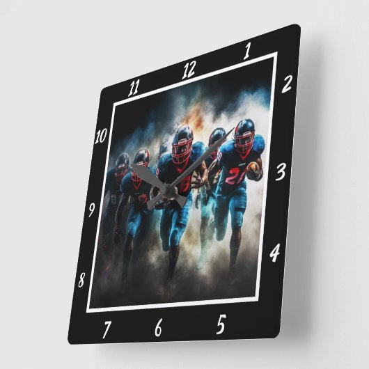 Dynamic Football Action  スクエア壁時計 (傾斜)