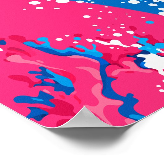 Dynamic Fusion of Pink, Blue and white Waves ポスター (角)
