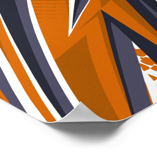 Dynamic Geometry in Orange, Black, Gray & White ポスター (角)
