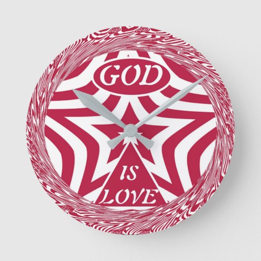 Dynamic God Is Love Star Red Swirl Wall Clock   ラウンド壁時計 (正面)