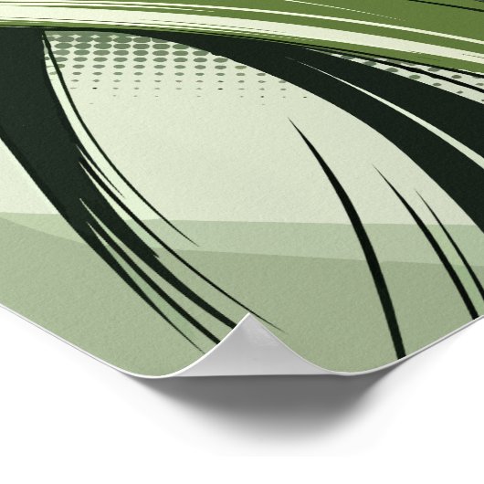 Dynamic Green Abstract Wave Design ポスター (角)