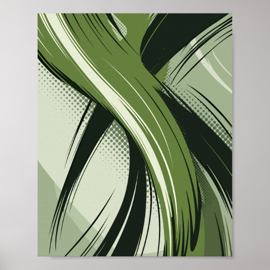 Dynamic Green Abstract Wave Design ポスター (正面)