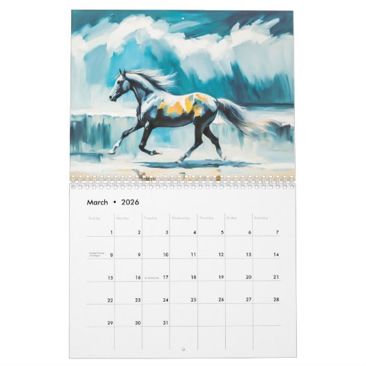 Dynamic Horses – Modern Art Calendar 2026 カレンダー (3月 2026)