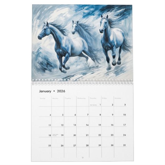Dynamic Horses – Modern Art Calendar 2026 カレンダー (1月 2026)