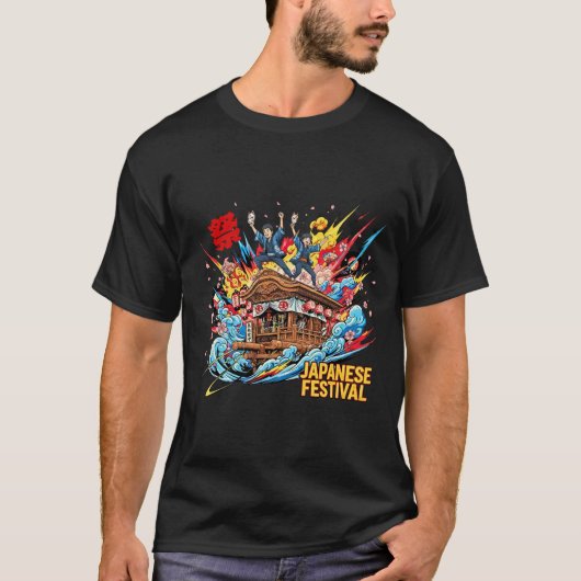 Dynamic Japanese Festival Cart Ride - Pop Anime Tシャツ (正面)