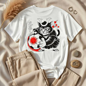 Dynamic Japanese Samurai Soccer Cat - Soccer Fans Tシャツ