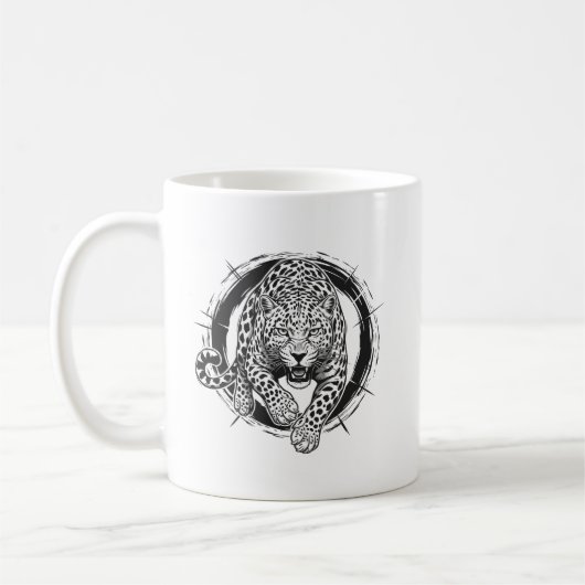 Dynamic Leopard / Jaguar Attack Coffee Mug - Bold コーヒーマグカップ (左)