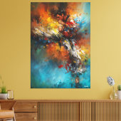 Dynamic Martial Arts Abstract Painting Energy キャンバスプリント (インサイチュ (リビング))