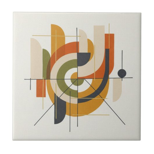 Dynamic Mid-Century Modern Abstract #2 ID1224 タイル (正面)