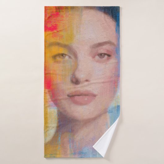 Dynamic Mixed Media Portrait Art バスタオル (バスタオル)