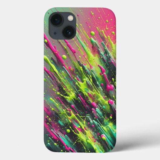 Dynamic Neon Paint Splash Phone Case Vibrant Pink Case-Mate iPhoneケース (裏面)