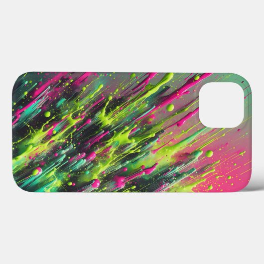 Dynamic Neon Paint Splash Phone Case Vibrant Pink Case-Mate iPhoneケース (裏面 (横))