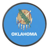 Dynamic Oklahoma State Flag Graphic on a アイスホッケーパック (正面)