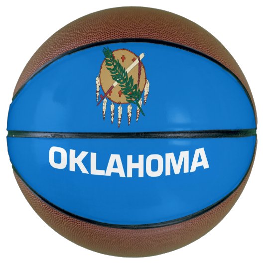 Dynamic Oklahoma State Flag Graphic on a バスケットボール (正面)