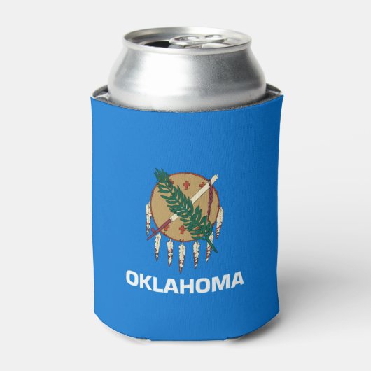 Dynamic Oklahoma State Flag Graphic on a 缶クーラー (缶正面)
