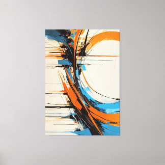 Dynamic Orange Blue Abstract Expressionism Curves キャンバスプリント