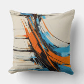 Dynamic Orange Blue Industrial Abstract Modern クッション (正面)