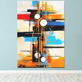 Dynamic Orange Blue Mid Century Abstract Geometric キャンバスプリント (インサイチュ (ウッドフロア))