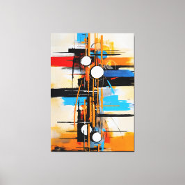 Dynamic Orange Blue Mid Century Abstract Geometric キャンバスプリント