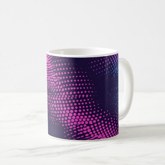 💖 Dynamic Pink & Purple Dotted Abstract Pattern  コーヒーマグカップ (正面右)
