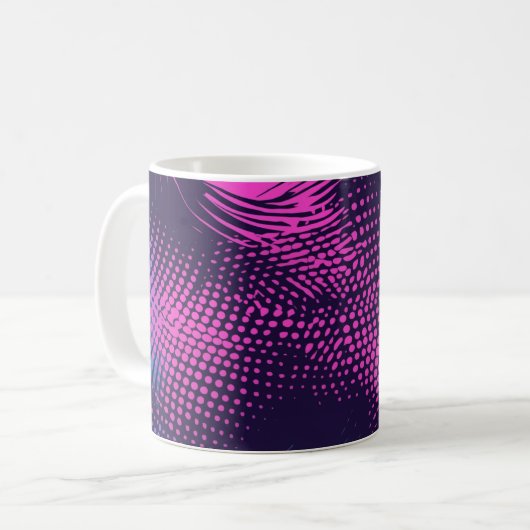 💖 Dynamic Pink & Purple Dotted Abstract Pattern コーヒーマグカップ (正面左)