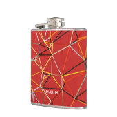 Dynamic Red Abstract Geometric Monogram フラスク (左)