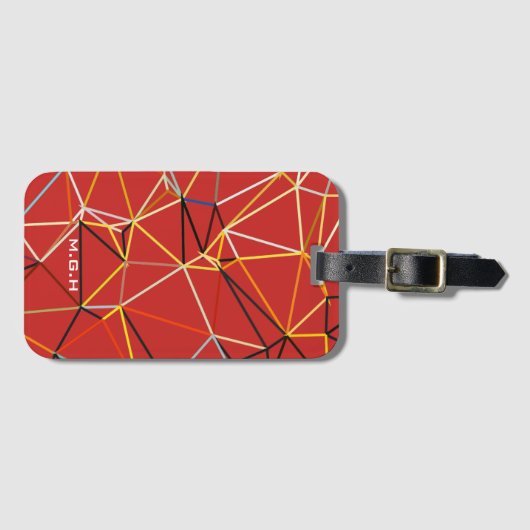 Dynamic Red Abstract Geometric Monogram ラゲッジタグ (正面横)