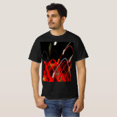 Dynamic Red and White Abstract Long Exposure Light Tシャツ (正面フル)