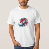 Dynamic Red Koi Splash Tシャツ (正面)