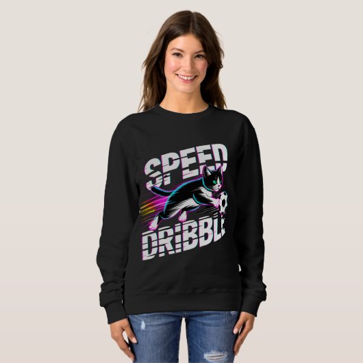 Dynamic Soccer Cat sporty Sweatshirt for Women スウェットシャツ (正面フル)