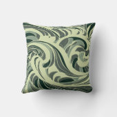 dynamic swirl of green and beige waves クッション (裏面)