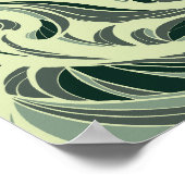 dynamic swirl of green and beige waves ポスター (角)