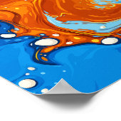 Dynamic Swirls of Blue & Orange in Fluid Motion ポスター (角)