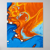 Dynamic Swirls of Blue & Orange in Fluid Motion ポスター (正面)