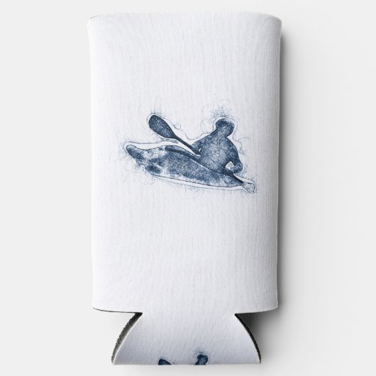 Dynamic Whitewater Kayaker Line Art スリム缶クーラー (正面)