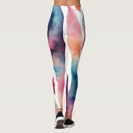 Dynamische Aquarell-Streifen - lebendige Farben レギンス (裏面)
