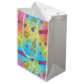 Dynamite Pop Art Rainbow Pattern ミディアムペーパーバッグ (正面アングル)