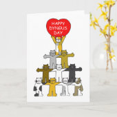 Dyngus幸せな日、4月の漫画猫 カード (黄色い花)