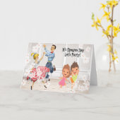 Dyngus Dayパーティータイムカードとダンサー カード (黄色い花)