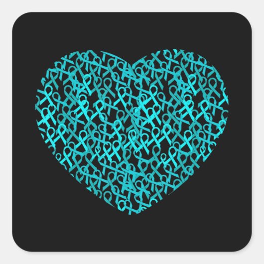 Dysautonomia認識度月リボンハートギフトT- スクエアシール (正面)