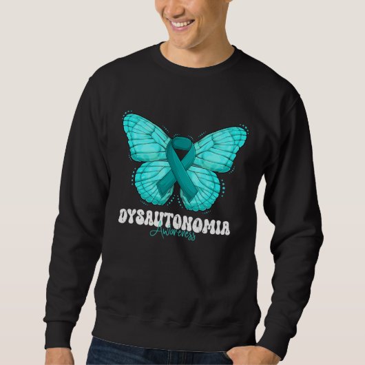 Dysautonomia Awareness Month Teal Ribbon Butterfly スウェットシャツ (正面)