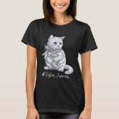 Dyslexia Awareness Month Silver Ribbon Cat Tシャツ (正面)