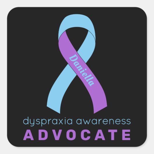 Dyspraxia Advocateブラックスクエアステッカー スクエアシール (正面)