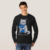 Dystonia Awareness Month Blue Ribbon Cat Tシャツ (正面フル)