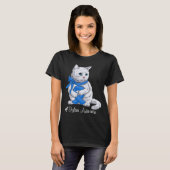 Dystonia Awareness Month Blue Ribbon Cat Tシャツ (正面フル)