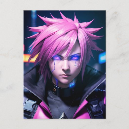 Dystopian Cyberpunk Sci-Fi未来通りPunk 01 ポストカード (正面)