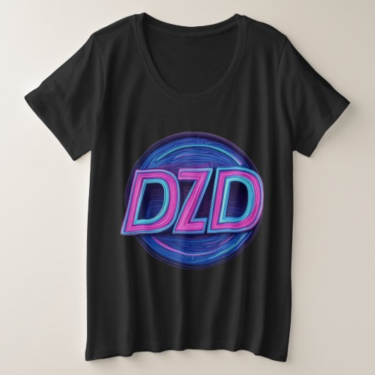 DZDロゴ80をテーマにしたコーディネート プラスサイズTシャツ (デザイン正面)
