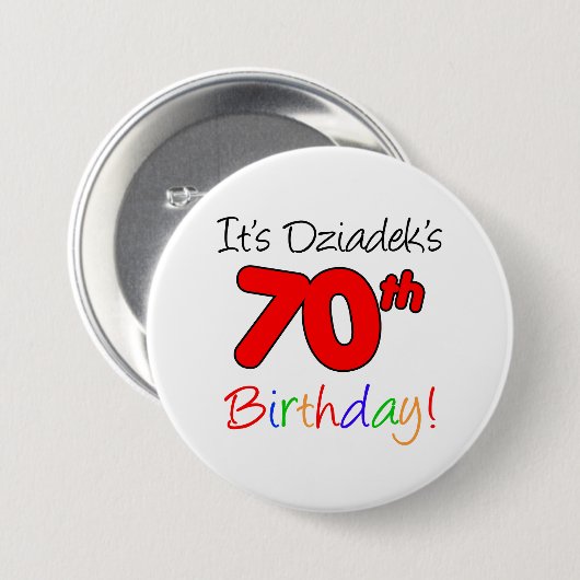 Dziadekの70番目の誕生日おもしろいカラフルだ 缶バッジ (正面&裏面)